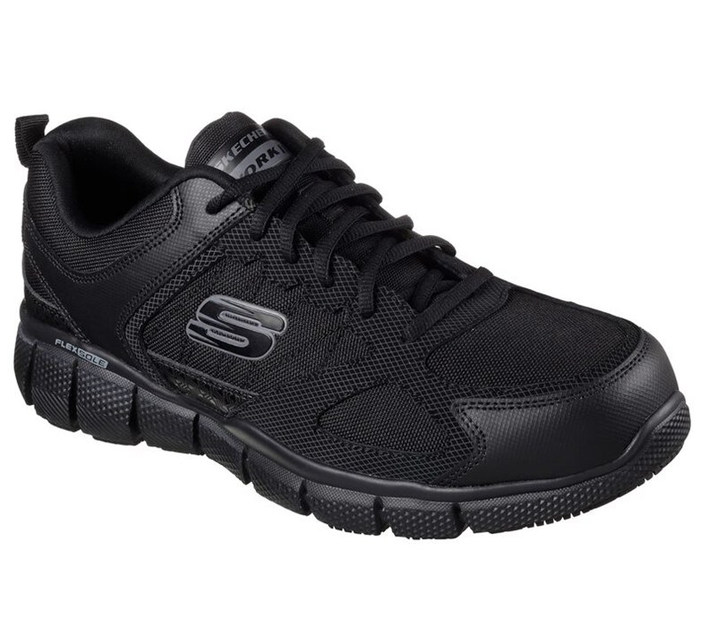 Skechers Herr Svarta Snörskor - Work Relaxed Fit: Telfin - Sanphet Sr - Sverige (XZIFK-9236)